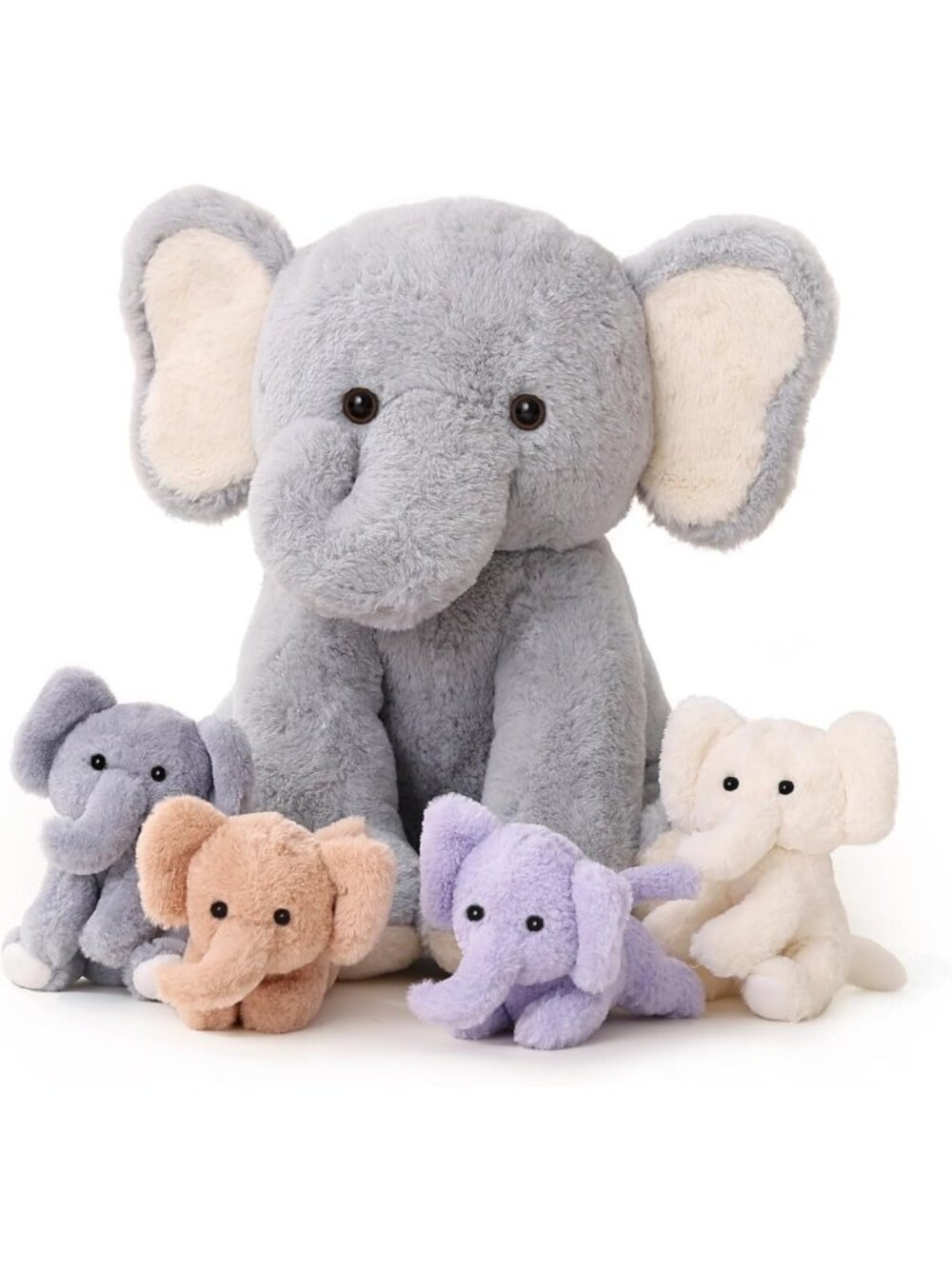 Elephant Stuffed Animals Mommy with 4 Baby Elephants Toys Gifts for Girls